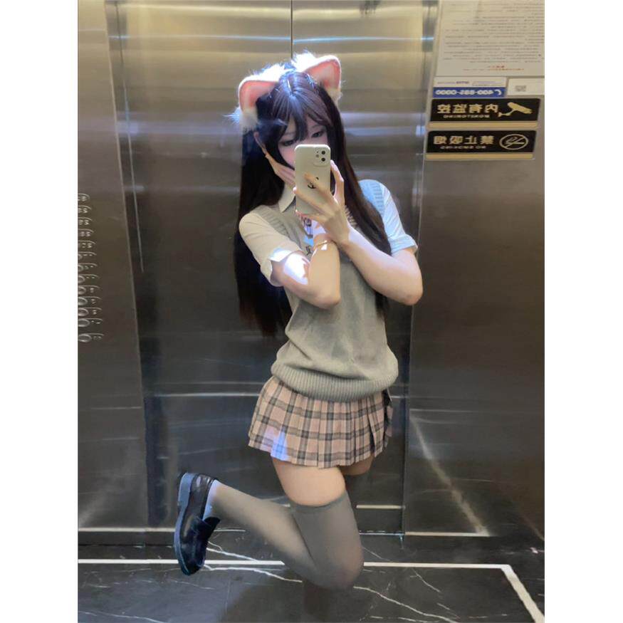 日系JK制服格子短裙樱花