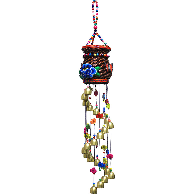 柳编花瓶风铃特色金属铃铛大挂饰店铺防盗铃客厅卧室装饰门饰挂件