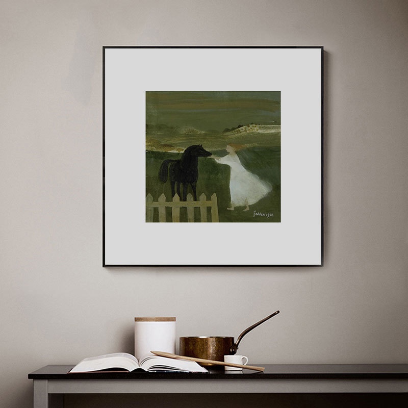 以梦为马丨小清新实木绿色画框装饰画客厅餐厅儿童卧室原木风挂画