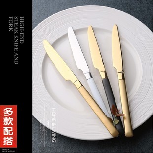 304不锈钢牛排刀叉两件套 复古金色牛扒刀叉套装精致西餐餐具