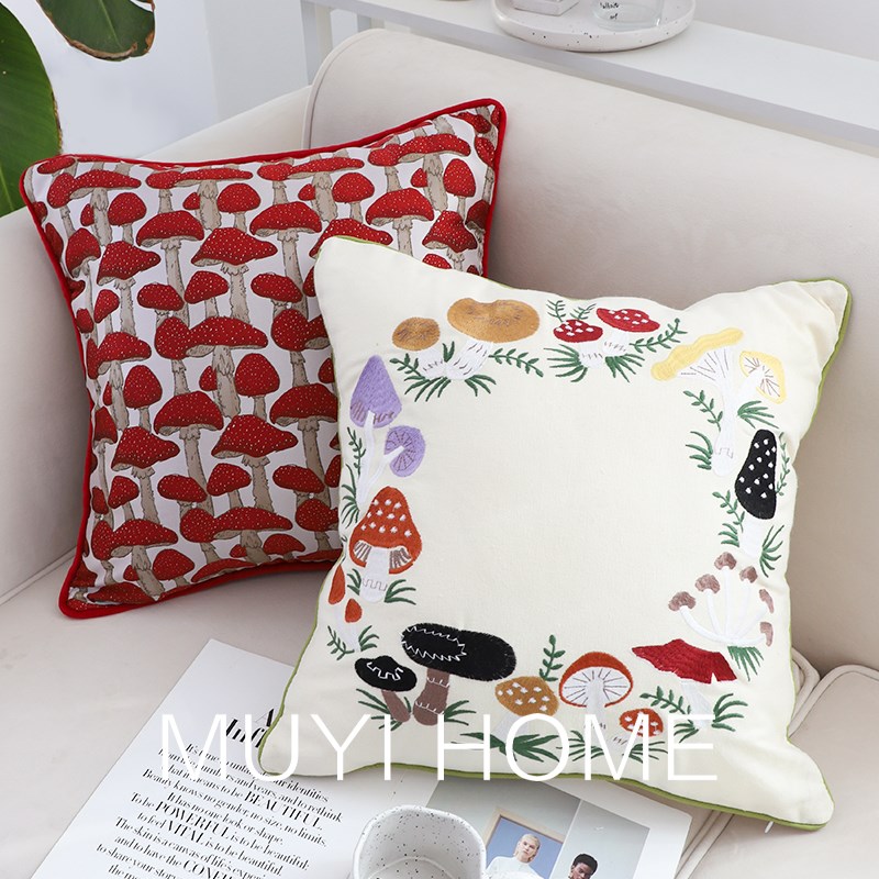 蘑菇花园抱枕沙发客厅靠垫靠枕不含芯腰靠床上抱枕套腰枕
