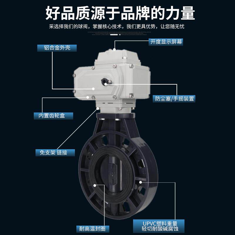 电动UPVC蝶阀ND9塑71X-酸10S料调节筏门D405065耐D971X-10碱腐蚀