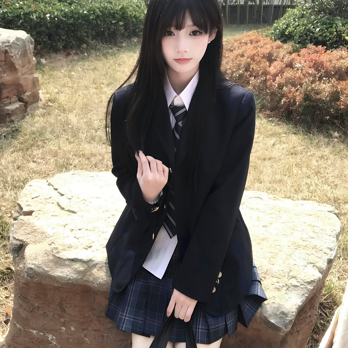 校供感黑色制服西装原创