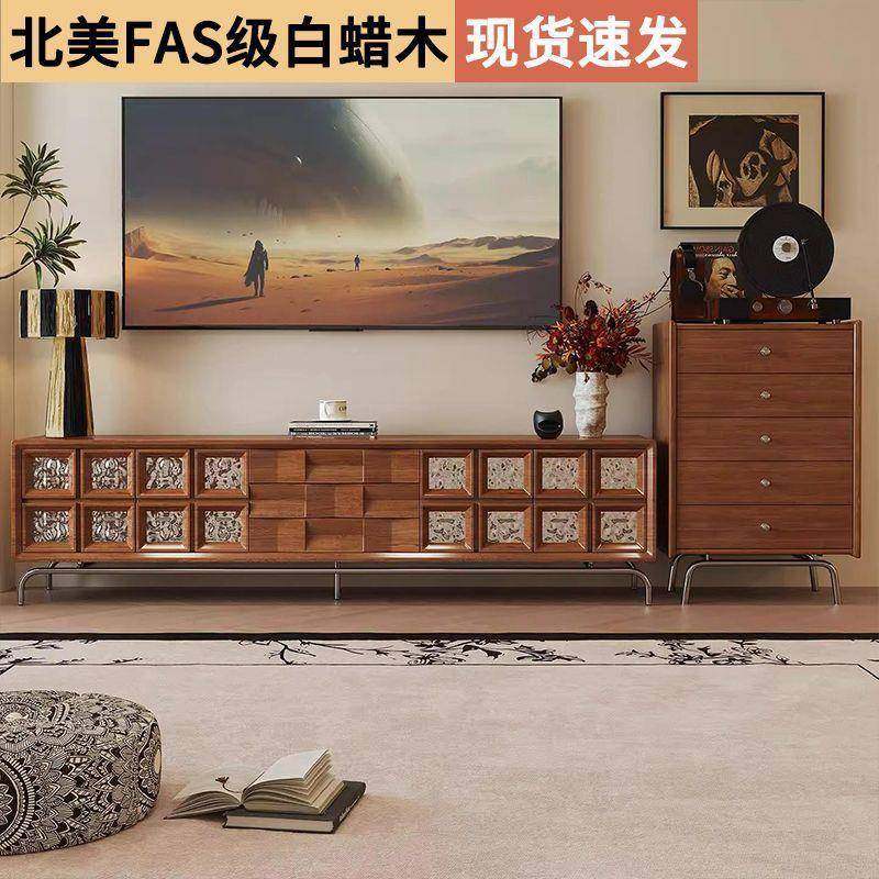 法式中古风实木白一蜡落木电柜客视厅家用置物地柜收纳边柜EQT体,玩具/童车/益智/积木/模型,其它,淘宝优惠券,粉丝福利购,淘宝优惠卷