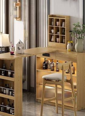 柜实木吧桌中岛台功伸缩小户型家用VLU多能靠墙储物隔断柜沙发边