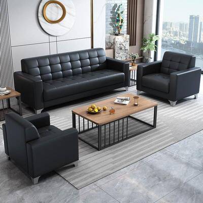 办公沙发代现简约新三人位办公室会客接待商小型0时务尚款茶几组
