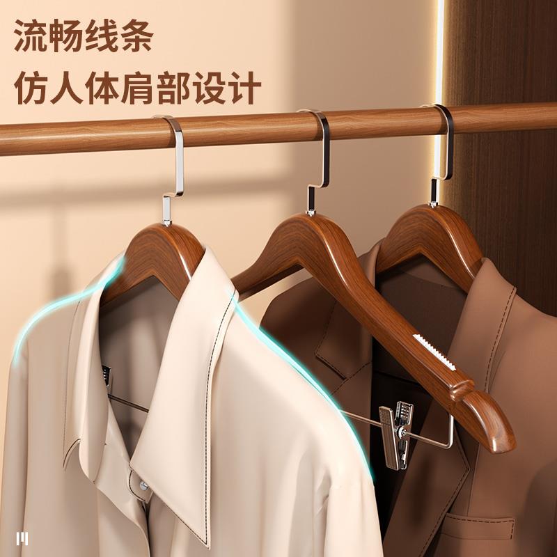 衣架裤架裤汉夹二合一实木痕带夹子Fh($pd$p一体套装服马面裙无木