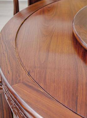 圆桌红式酸EIP枝绒毛5黄檀中实木.8米1圆餐桌带转盘10椅组合