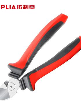 拓利亚（T英OP钳LIA）德式省力斜嘴6844业寸工级斜口钳子剪切钳