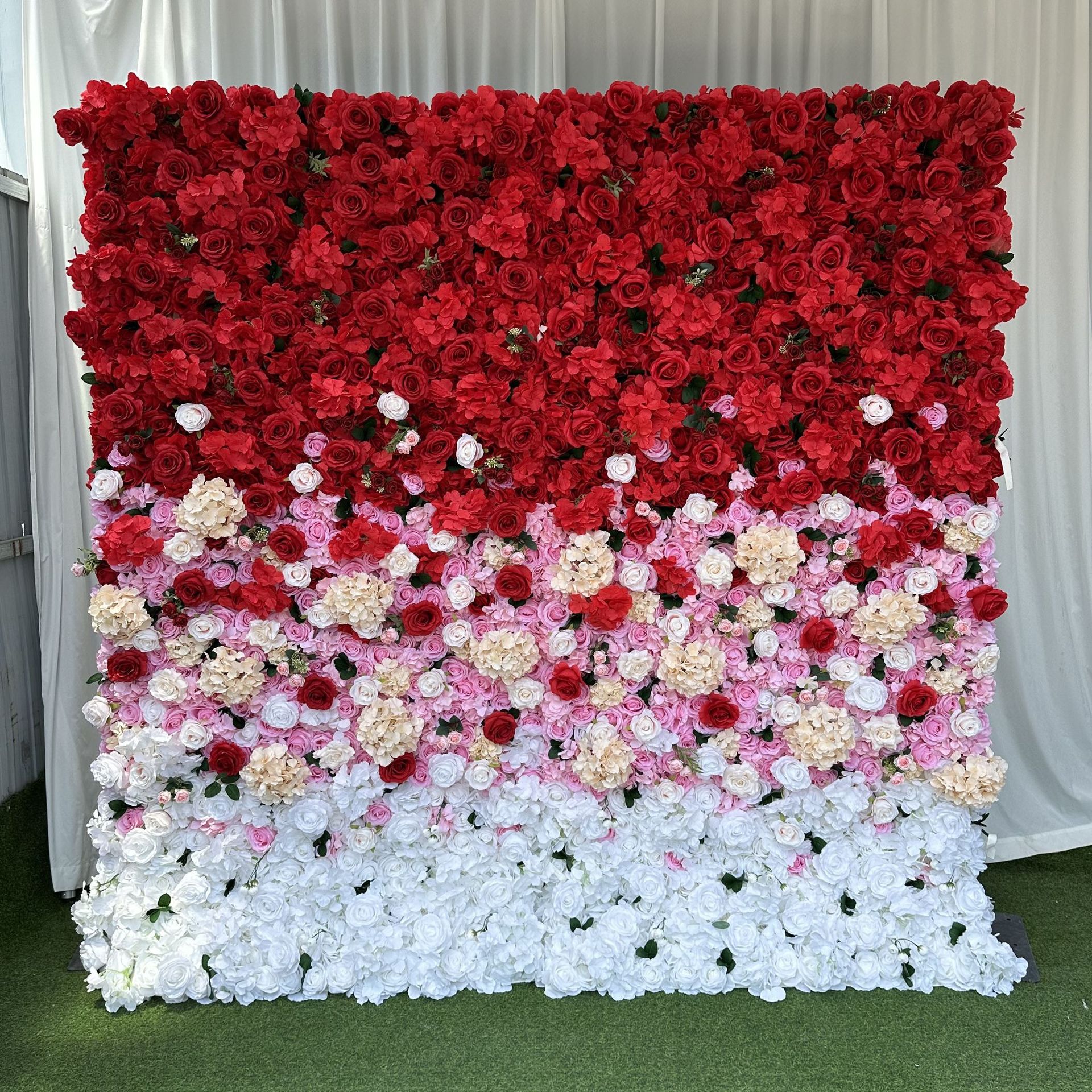仿真渐变花墙布底玫瑰花墙红色花墙求婚背景花艺墙网红打卡花墙