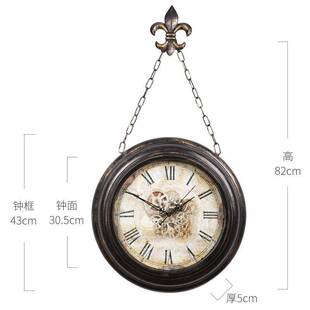力时达欧式巴洛克复古挂钟美式乡村创意钟表工艺客厅铁艺仿古吊挂