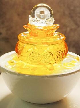 水现代简约铁艺流水摆件公循环水办99072室家桌面创意居轻奢玻璃