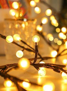 装灯饰卧室灯树枝氛围灯串灯闪灯型灯网红房间节ZLZ造日藤条布置