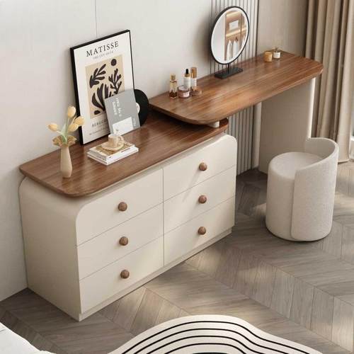 瑞聪尚SXA复古全实木轻整装梳妆台斗柜可动斗柜拐角移收纳一体奢