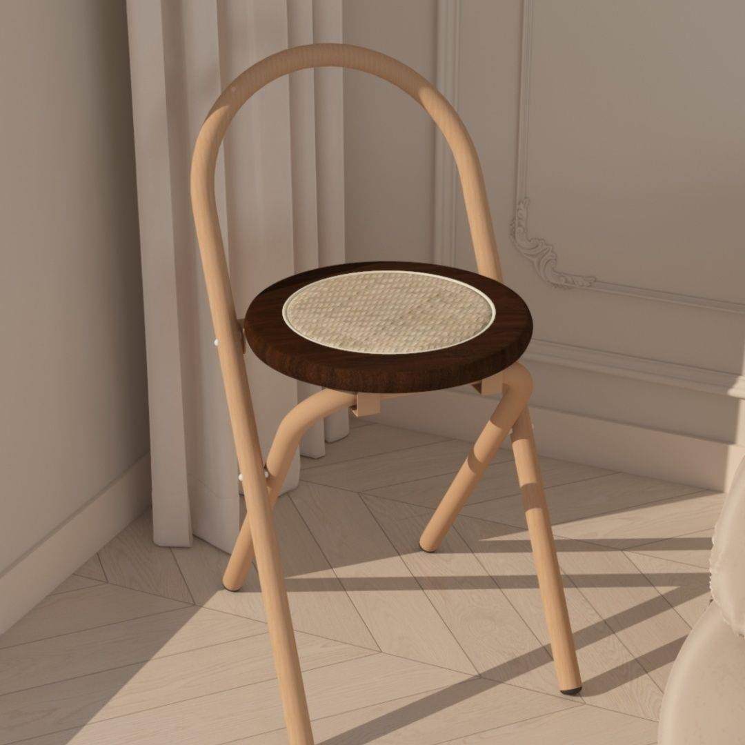 藤编红法式折372叠卧室设师椅子计餐椅网家用拍照简靠背椅约轻奢