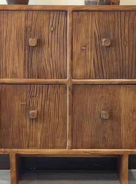 榆木诧屉寂风柜收纳柜储物柜斗玄关柜老餐边柜客厅复GKA古民宿抽