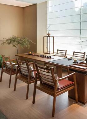 新中式黑胡桃木茶高AXN桌2025新款端实木泡茶桌小泡户客型家用会