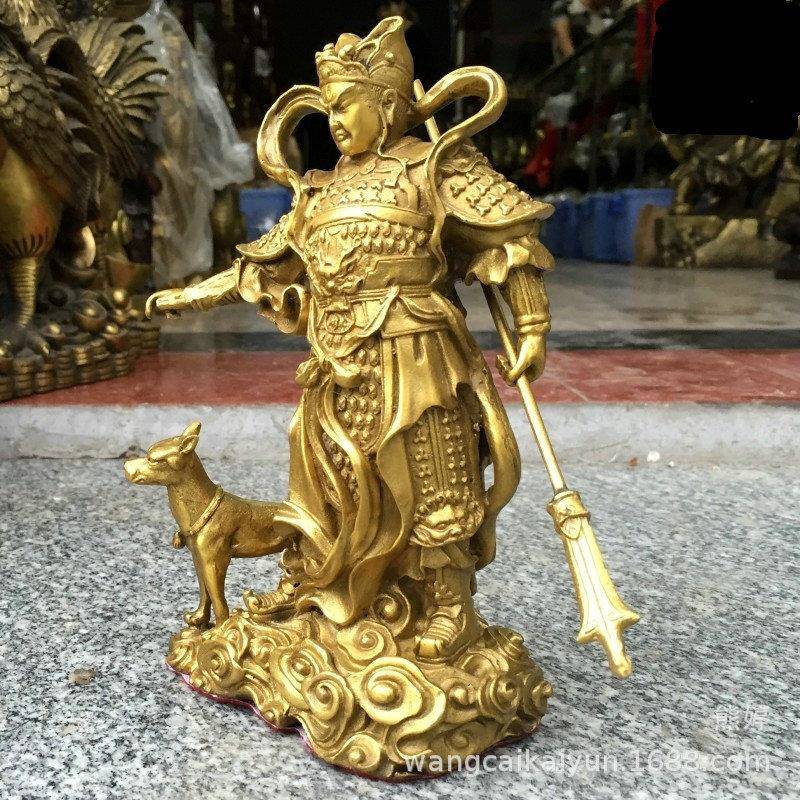 铜杨像戬像摆件铜像KQF人物雕杨戬像装哮天犬家居饰