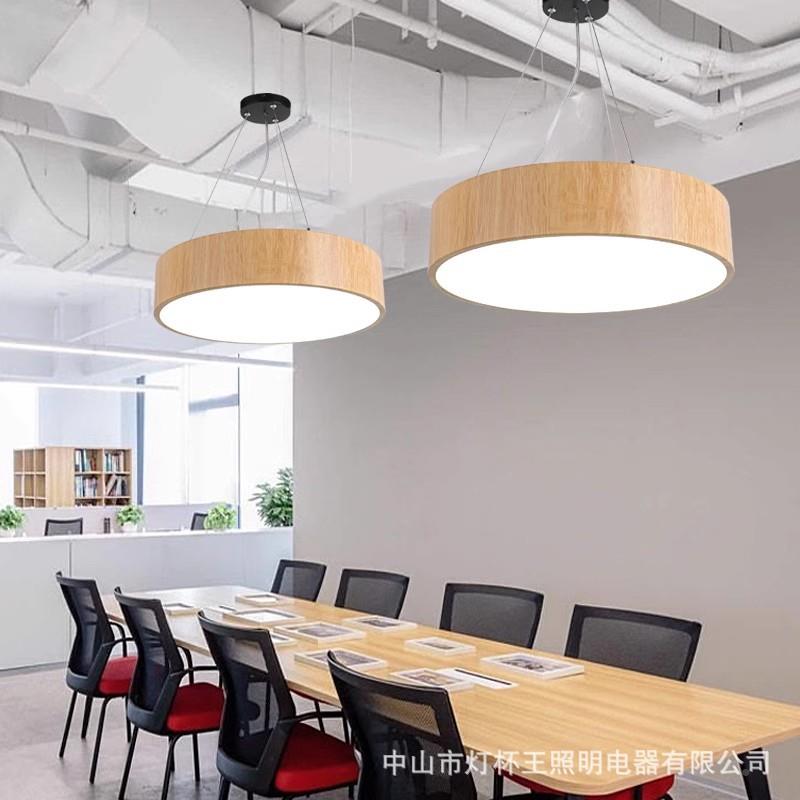 木纹ed造型灯创意六PUT边形圆形y办公室超形市健身房吊工业风异形