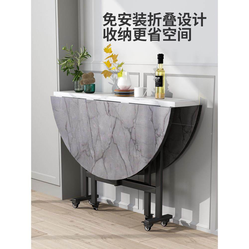 A9L折小叠餐桌简家用圆桌户型转盘吃饭桌子易可带JAE折叠大圆桌出