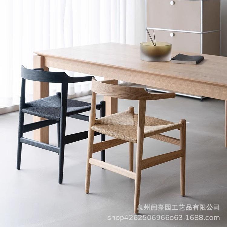 日实木餐厅休闲餐椅式计师泡茶桌YT*75454椅子韩式茶接室设待洽谈