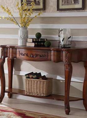 式式实木玄关柜入欧美户沙发靠背几半圆门ZG-81910厅复古靠墙供台