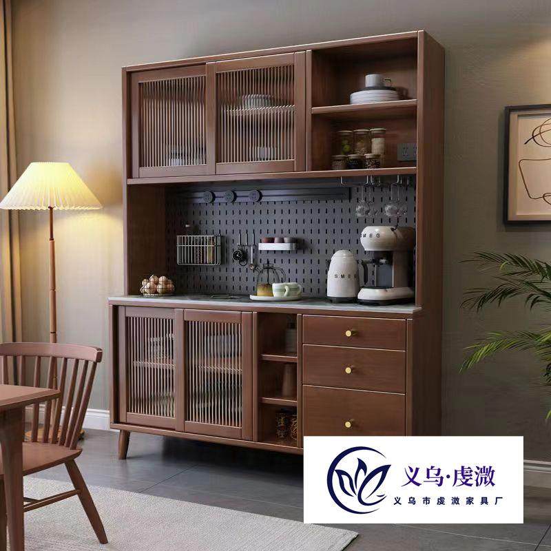 岩板桌面实木酒柜橱柜餐边柜茶水柜家用置物靠墙储物玄关柜可