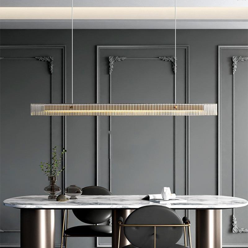 现代轻奢餐厅吊灯创意时尚设计感高端简约玻璃氛围极简吧台长条灯