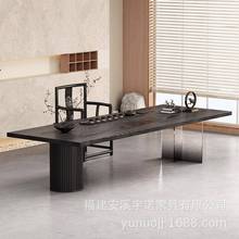 实木茶桌一体式泡茶桌子大板创意办公悬浮渐变家用茶台会客办公桌