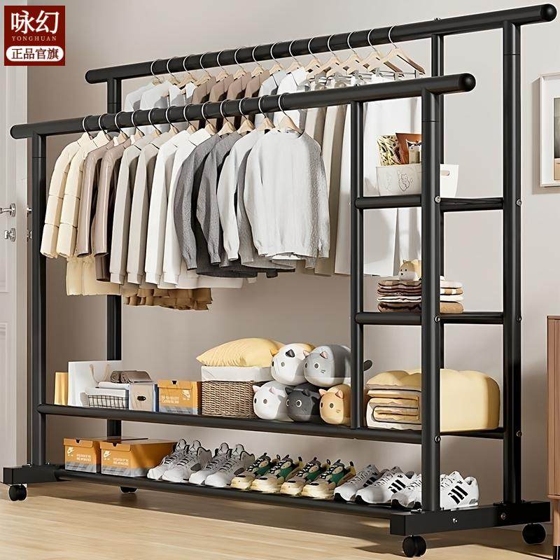 特粗双杆侧网宿舍衣帽架出租屋移动衣架落地家用衣服架子室外晾衣,住宅家具,伸缩衣/裤架,淘宝优惠券,粉丝福利购,淘宝优惠卷