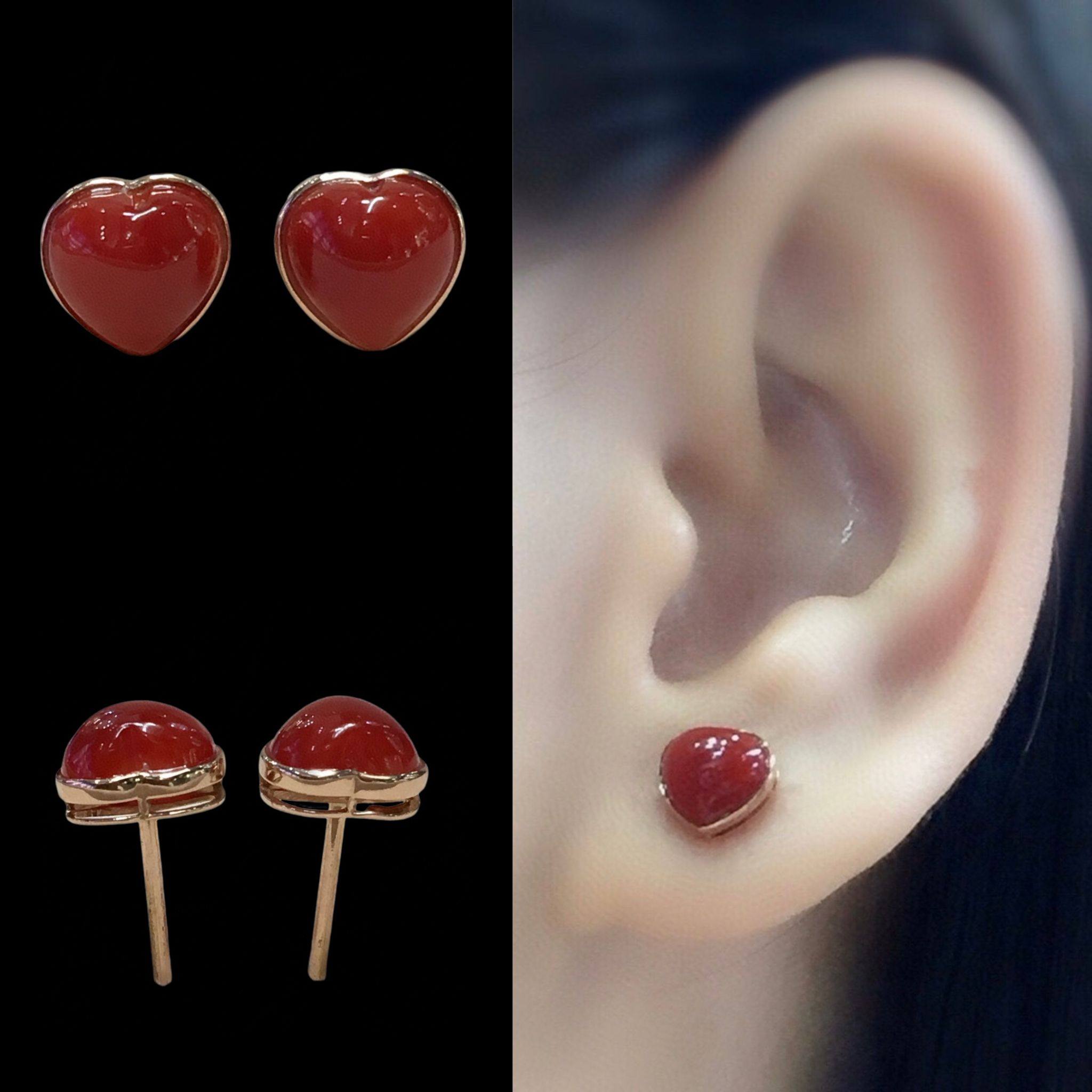 ENIMOL日本aka阿卡牛血红珊瑚18k金耳钉女轻奢高级感设计师款耳环,珠宝/钻石/翡翠,珊瑚,淘宝优惠券,粉丝福利购,淘宝优惠卷