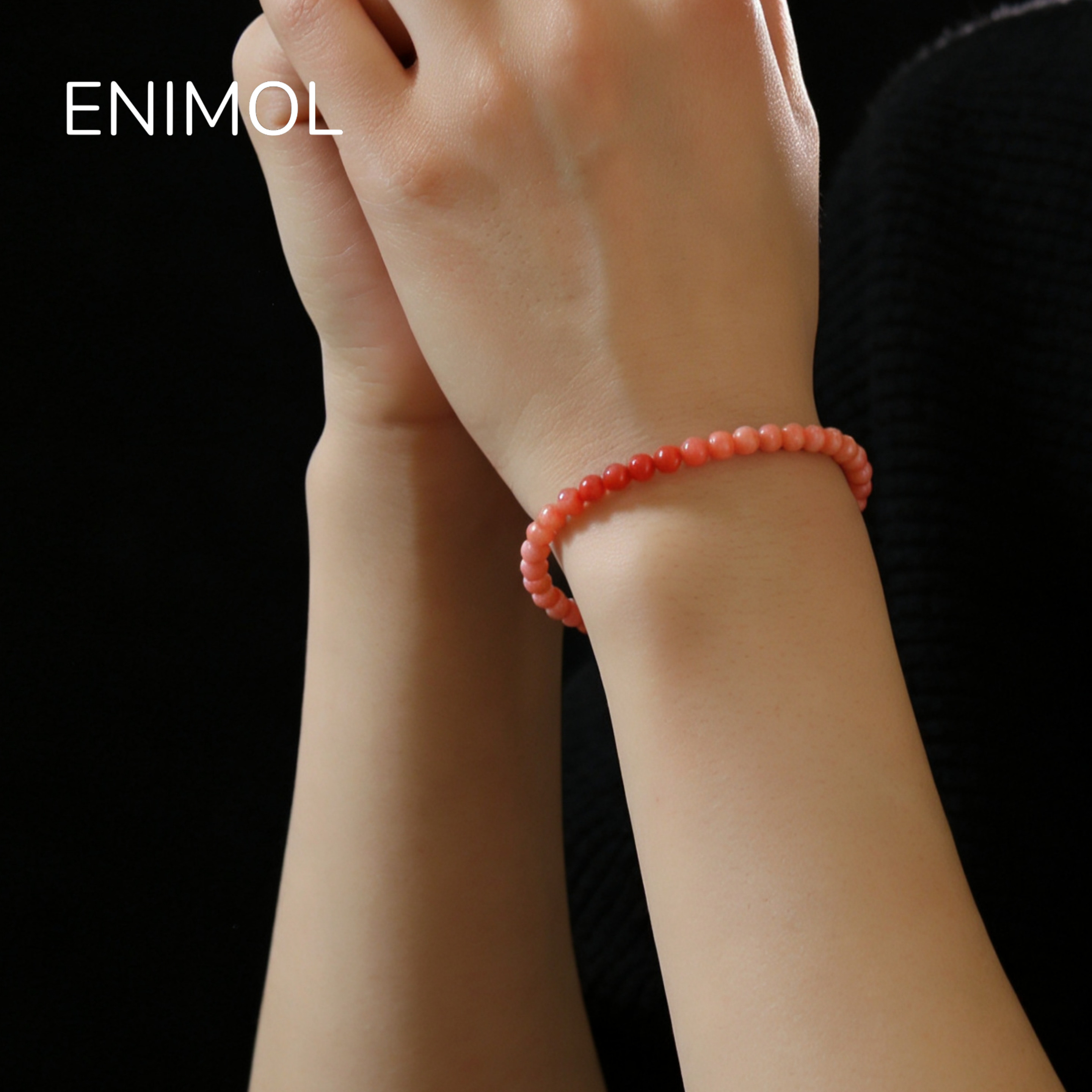 ENIMOL台湾粉珊瑚渐变彩虹圆珠手链女手串浅粉色到桃红色自然温润,珠宝/钻石/翡翠,珊瑚,淘宝优惠券,粉丝福利购,淘宝优惠卷