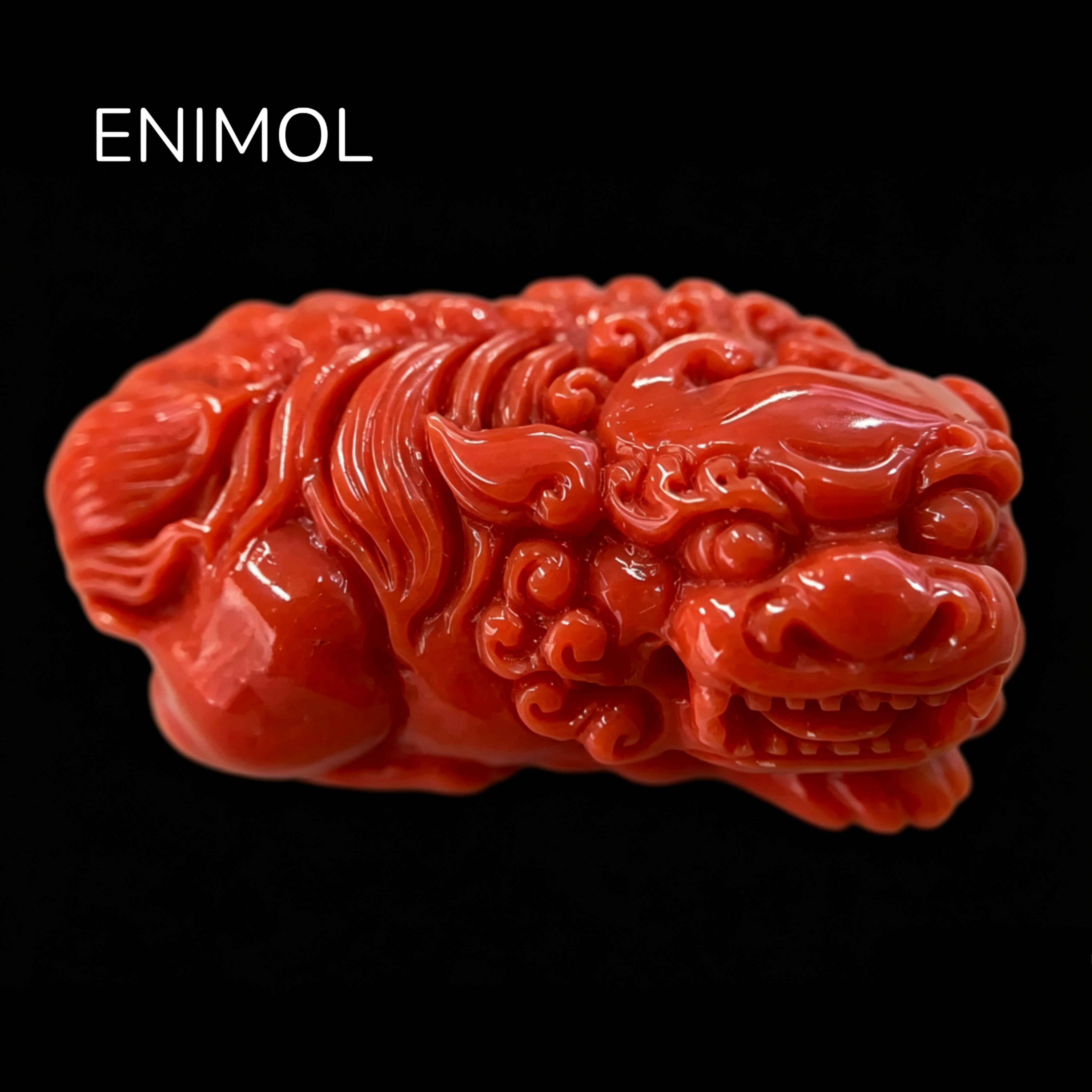 ENIMOL台湾莫莫天然红珊瑚貔貅吊坠男女皮休挂件 一图一物 配证书