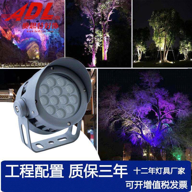 led户外投射灯 广场夜景投光灯园林亮化RGB圆形车轮聚光灯照树灯