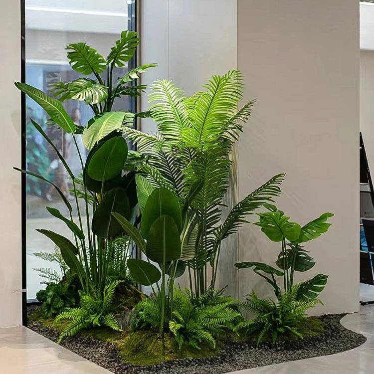 仿真绿植造景组合阳台景观布置室内假植物楼梯拐角造景树橱窗装饰