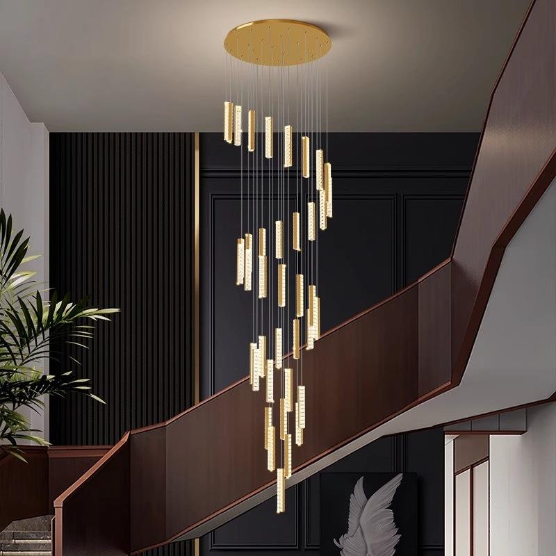 灯具客厅简约现代楼梯吊灯轻奢水晶大灯别墅中空挑高复式楼大吊灯