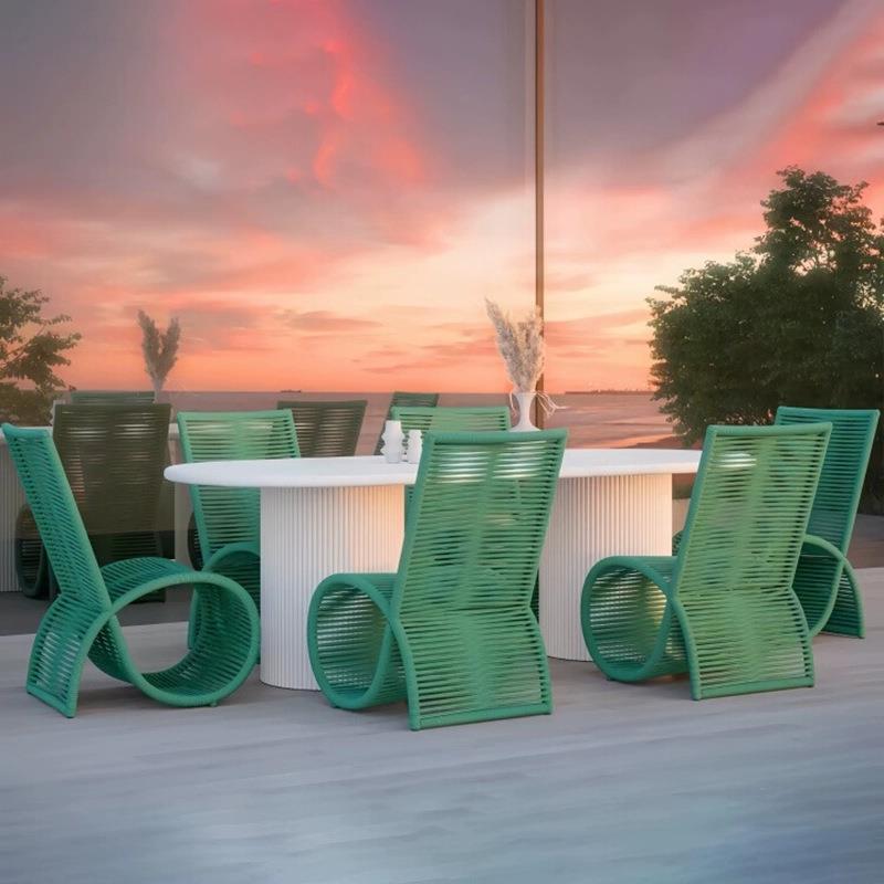 户外沙发庭院藤编沙发防水民宿酒店景区铝合金家具创意单人沙发椅