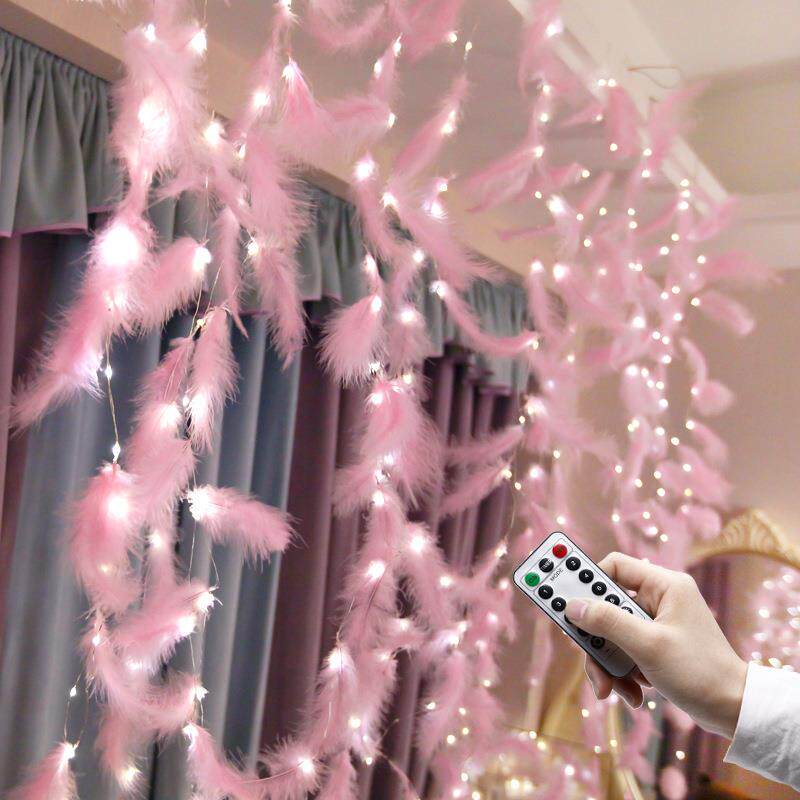 LED灯串房间装饰铜线窗帘灯羽毛星星灯串求婚用品冰条灯大量