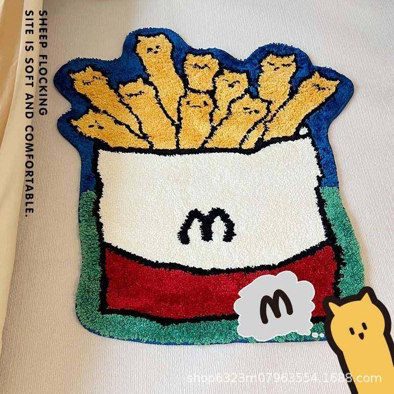 薯条麦门植绒地毯簇绒卧室装饰地毯儿童房隔凉地毯撸猫感地毯