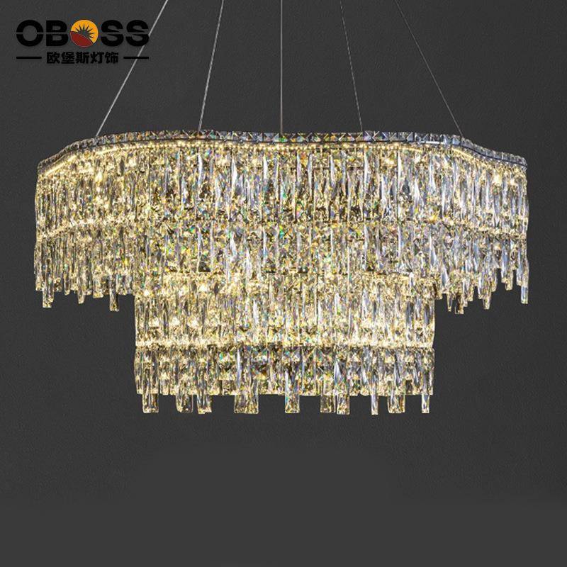 轻奢意式水晶吊灯客厅灯后现代简约奶油风2024款餐厅网红卧室灯具