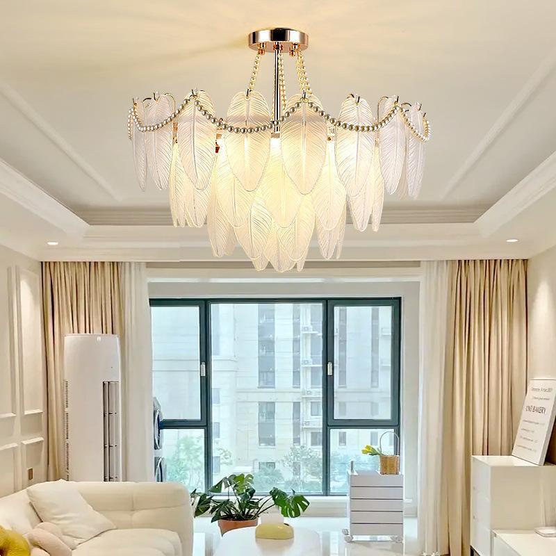 客厅吊灯轻奢水晶大灯奶油风新款餐厅卧室房间网红法式灯具