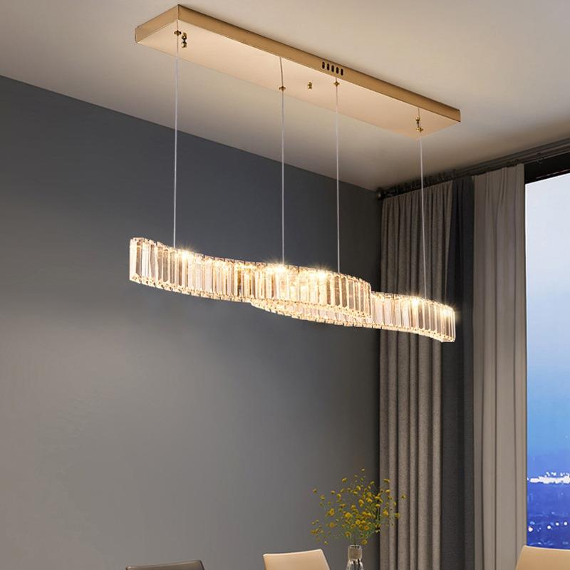 轻奢大气长条餐厅灯现代简约2021年新款餐桌灯具酒吧水晶吧台吊灯