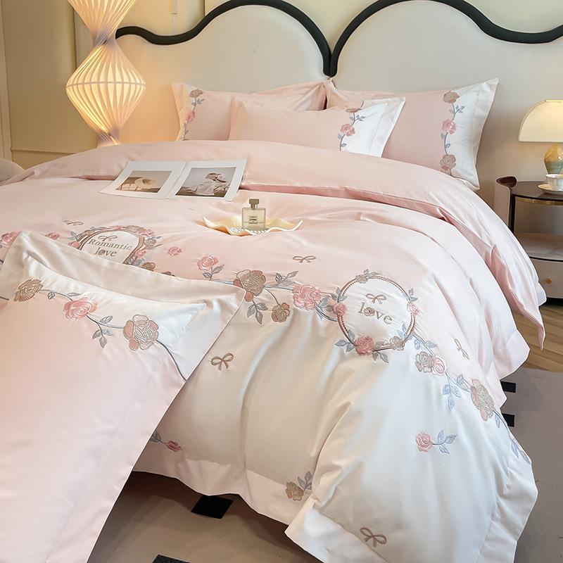 轻奢A类纯棉加厚磨毛四件套公主风全棉保暖被套床单秋冬床上用品4