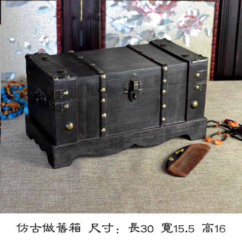 桌面仿古木箱复古箱子百宝箱创意收纳盒老式箱摄影道具装饰摆设