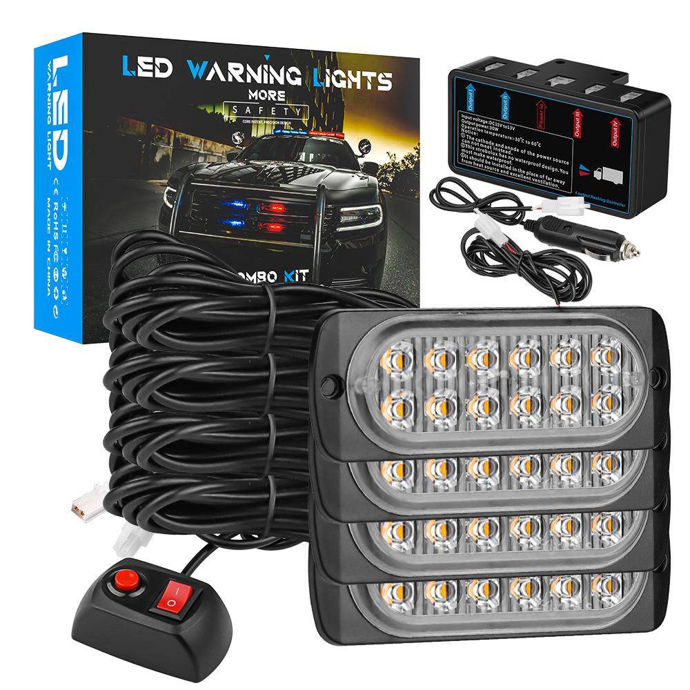 DXZ 手控款一拖四 48LED爆闪灯中网led格栅灯警示灯高亮频闪灯12V