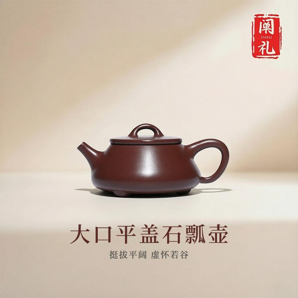 大平盖石瓢壶紫砂茶具紫砂壶原矿紫泥手工礼盒家用茶室办公室泡茶