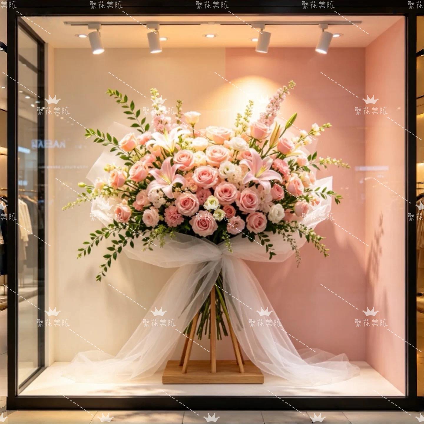 彷真大花束橱窗捧花装饰婚礼氛围装饰店铺商场打卡点橱窗手捧花艺