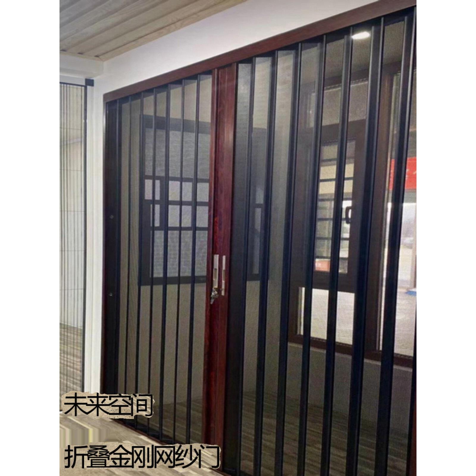 加密不锈钢金刚网纱门带锁防盗推拉式高清高透隐形折叠防蚊门高档