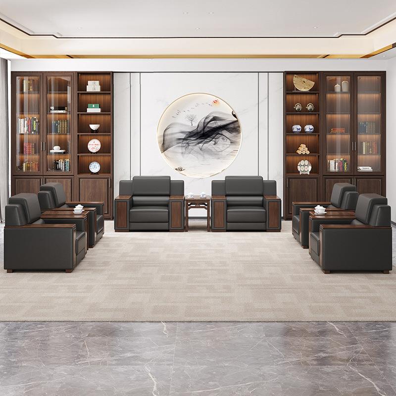 办公沙发新中式简约现代商务会客接待洽谈办公室沙发茶几组合