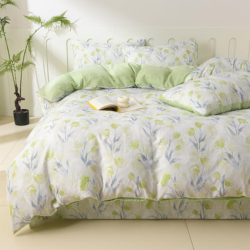 2025新款小清新全棉床单四件套纯棉田园风亲肤学生宿舍床上用品
